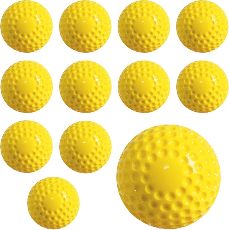 POPFRO Dimpled Softballs, 12 Pack - 11-Inch Pitching Machine Softballs for Hitting and Fielding Practice - Image 1